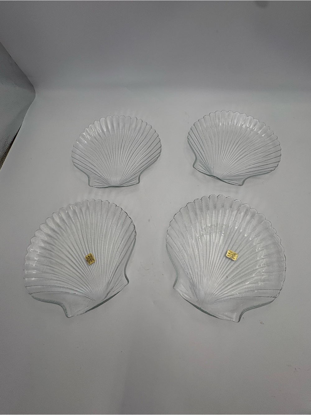 Vintage Arcoroc Clear Glass Shell Dishes - Set of Four
